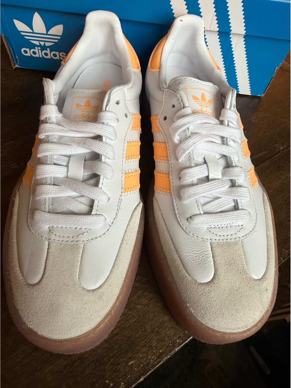 Adidas Samba Retro Women’s Sneakers White and Orange - Picture 5 of 11